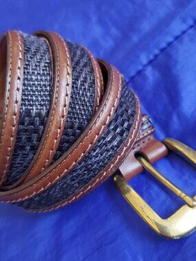 Vtg  Johnson & Murphy Men Belt 38-42" Kipskin Leather USA Adjusts Italian Buckle
